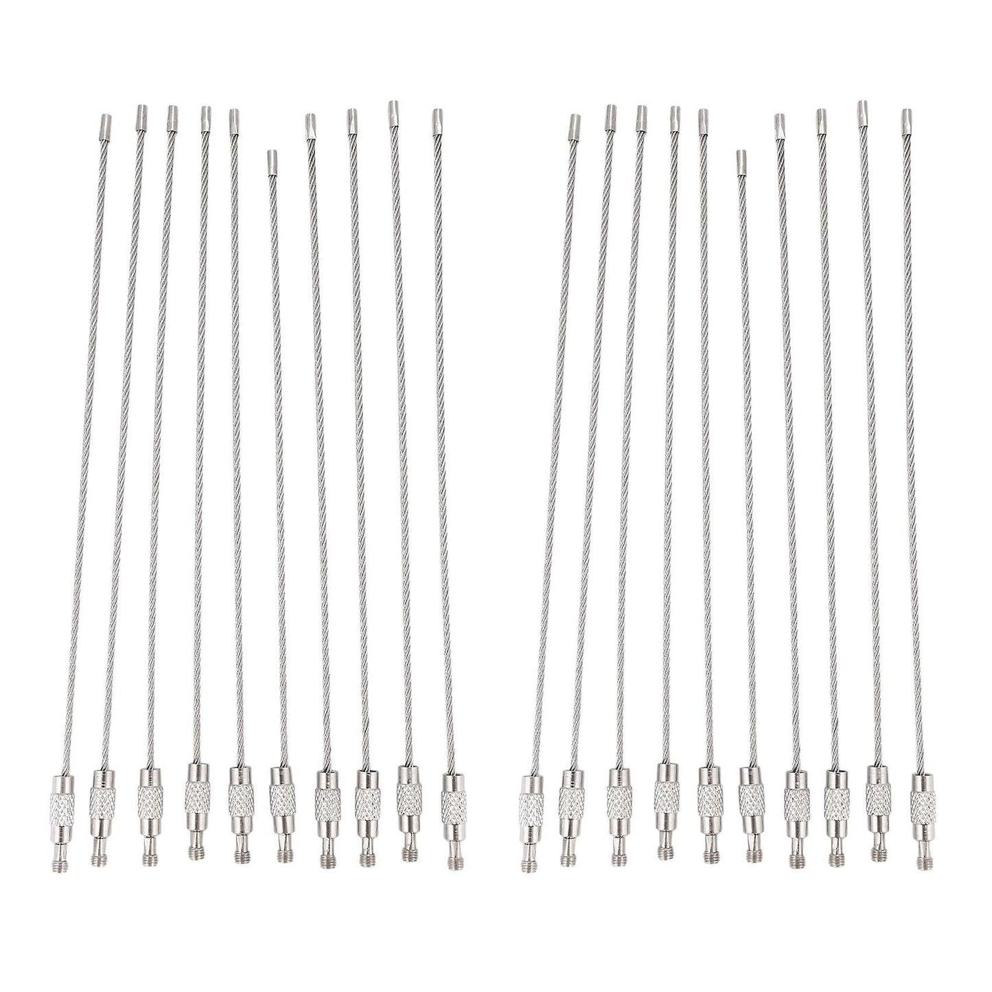 10pcs Stainless Steel Screw Locking Wire Keychain Cable Key Rings