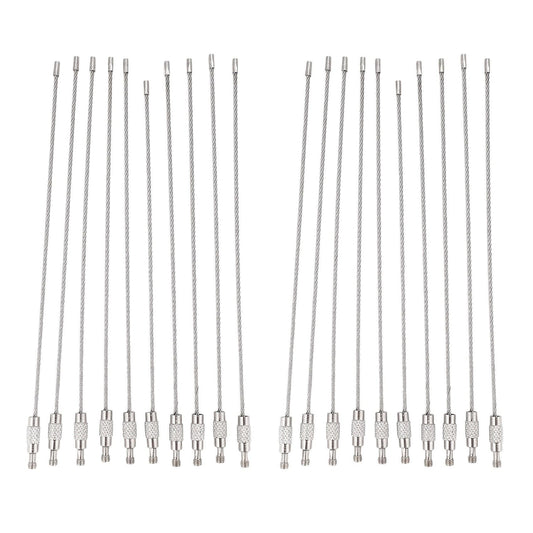10pcs Stainless Steel Screw Locking Wire Keychain Cable Key Rings