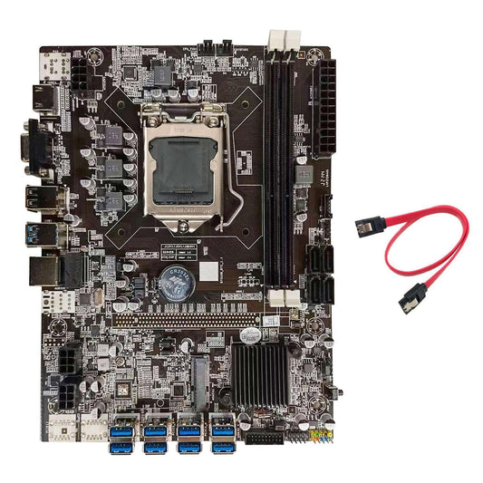 B75 Btc Mining Motherboard+sata Cable Lga1155 8xpcie Usb Adapter