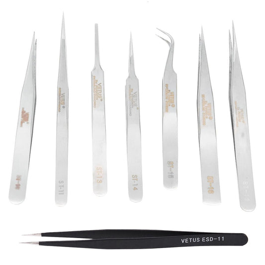 Vetus 7 Pcs Tweezer Pliers Precision Repair Antistatic Pc Gsm Watch