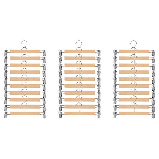 Wooden Skirt Hangers with Adjustable Clips (pack Of 30) Non-slip