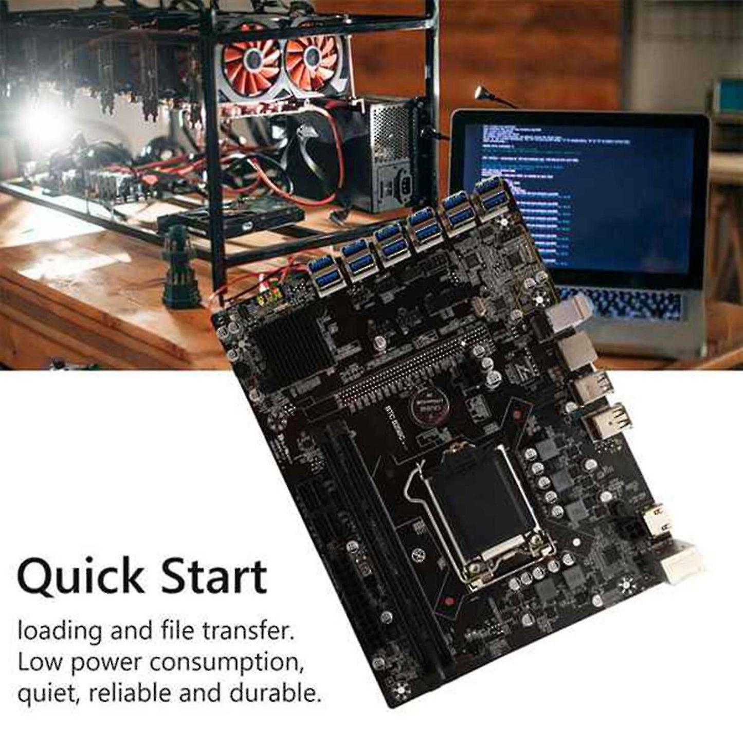 B250c Btc Mining Motherboard with G4560 Cpu+sata Cable Lga1151
