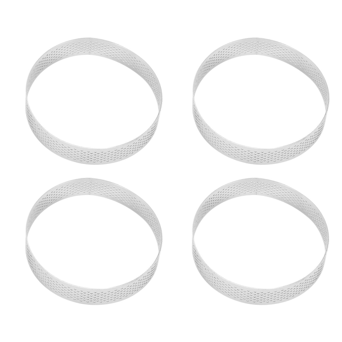 4 Pcs Circular Porous Bottom Tower Pie Cake Mould Baking Tools,10cm