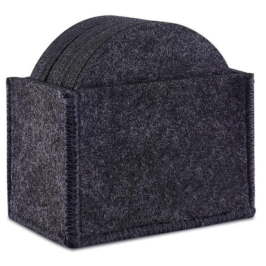 Washable Coasters for Glasses, Set Of 12, Round Drinks, Cups, (black)