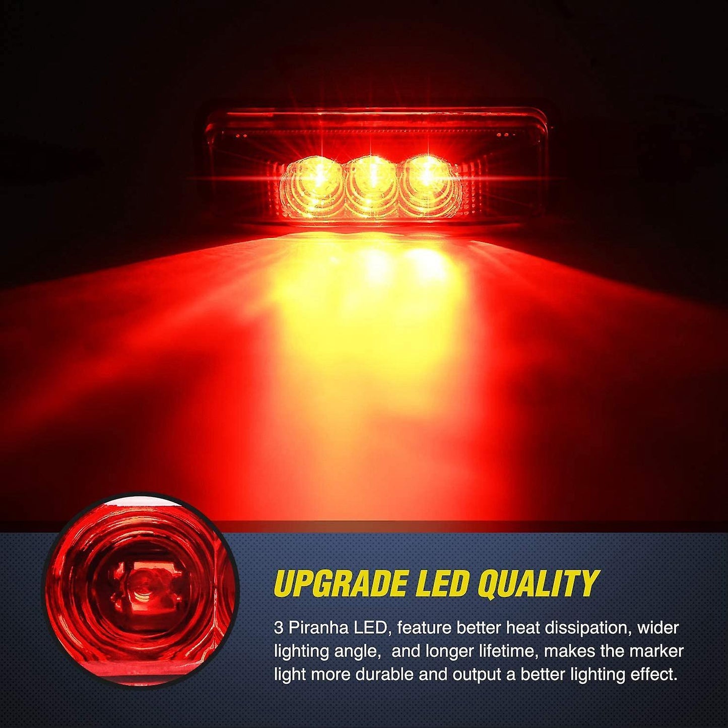 2pcs 24v 3.9inch 3 Led Truck Trailer Red Light Led Side Marker Lights