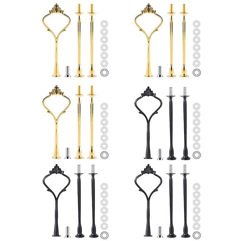 6 Set for Cake Stand Mold Crown 3 Tier Cake Stand Gold & Black