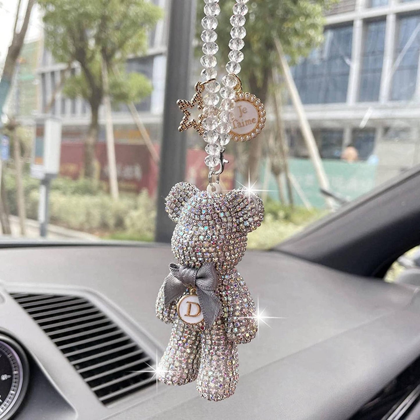 Diamond-encrusted Bear Car Pendant Mirror Pendant Interior Mount