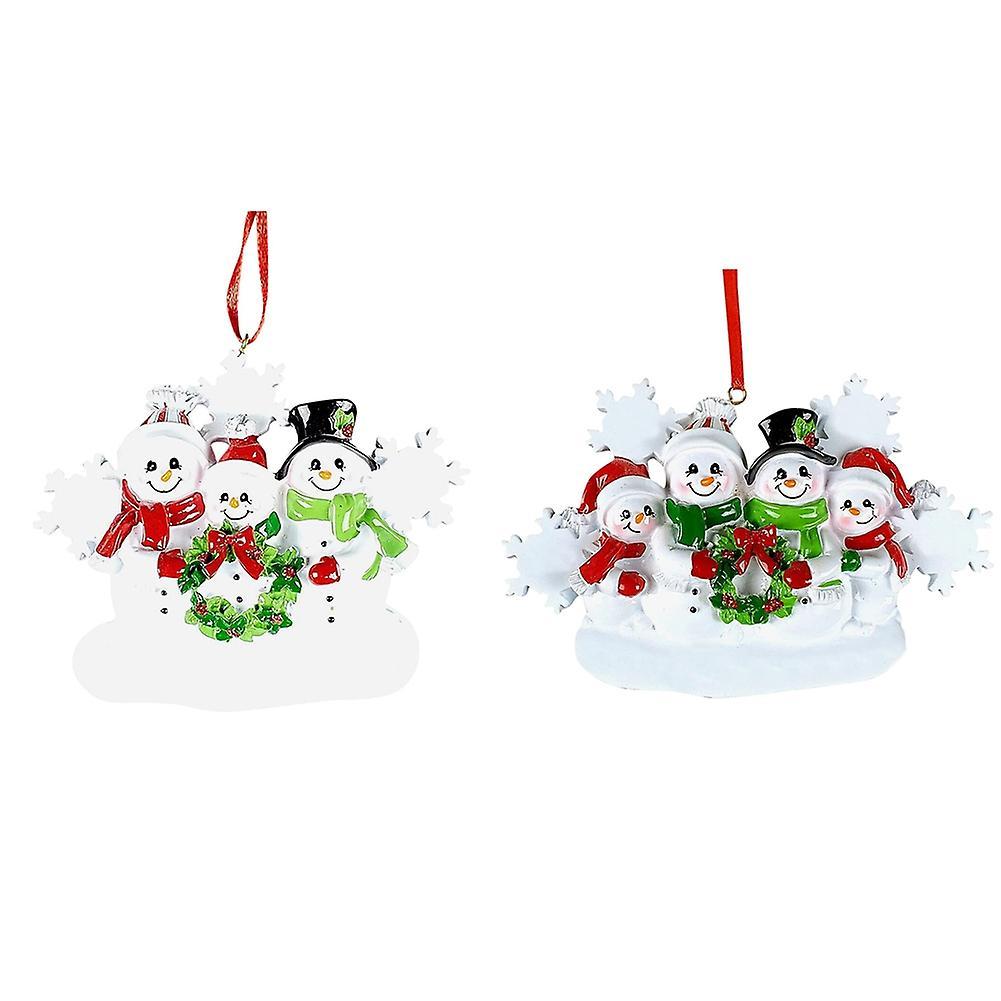 Personalized Snowman Family Of 4, Christmas Tree Ornament - Snowman