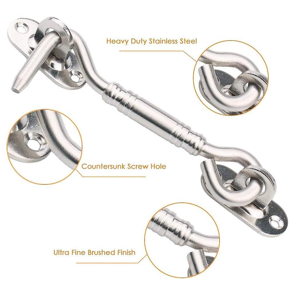 Stainless Steel Cabin Hook Eye Latch with Screws, 100 Mm, Pack Of 2