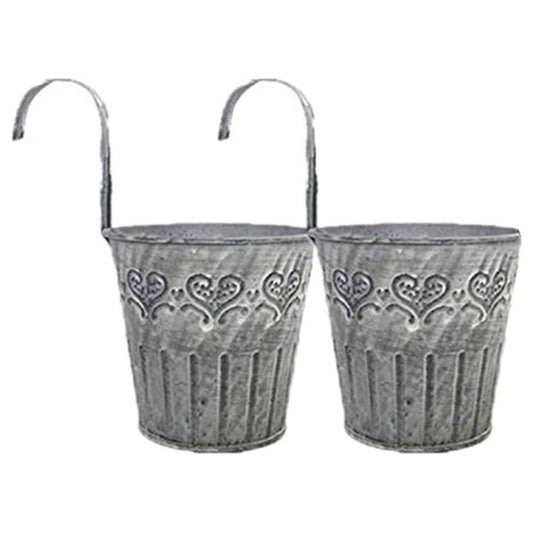 2pcs Vintage Old Tin Flower Bucket with Hook,decorative Flower Bucket