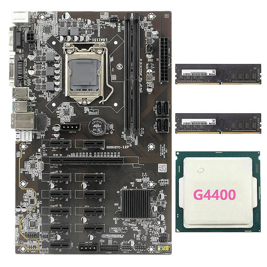 Btc-b250 Mining Motherboard +g4400 Cpu+2xddr4 8g 2133mhz Ram