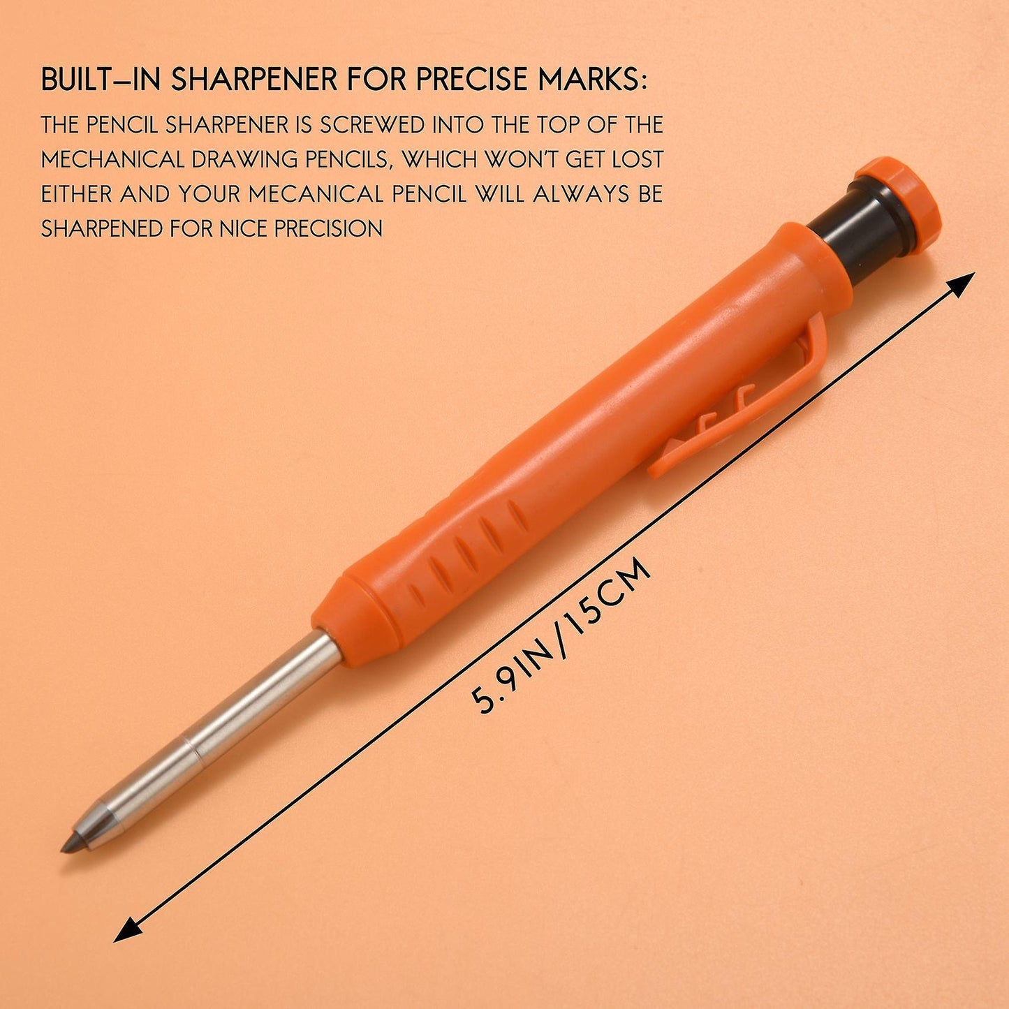Carpenter Pencil Set with 7 Refill Leads, Built-in Sharpener,pencil F