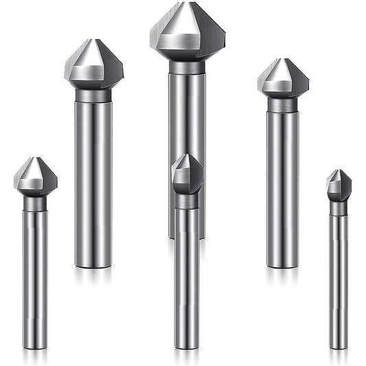 Countersink Drill Bit Set, 6pcs Hss 3 Flute 90 Degree Chamfering Tool