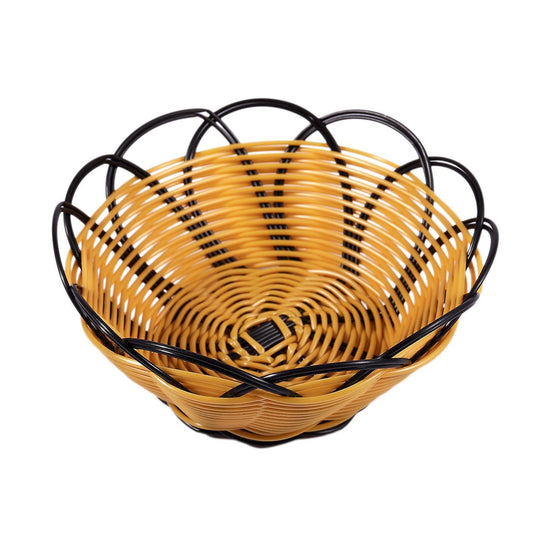 7 Inch Plastic Braided Basket Fruit Vegetable Black&orange