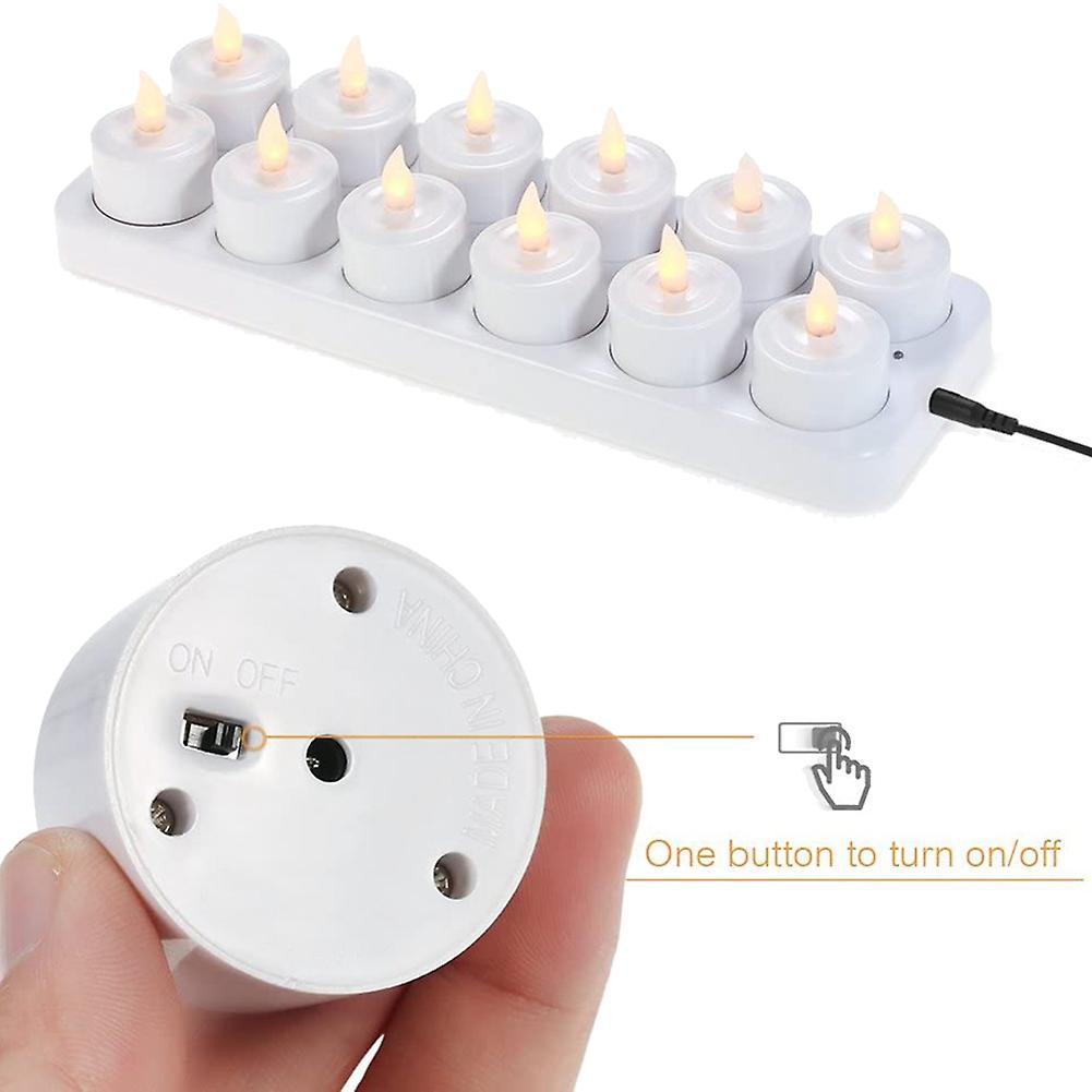 Rechargeable Flameless Candle, 24 Pcs Yellow Light Led Uk Plug