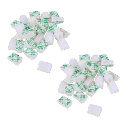 60x Cable Holder Cable Clip Cable Clamp Self-adhesive White