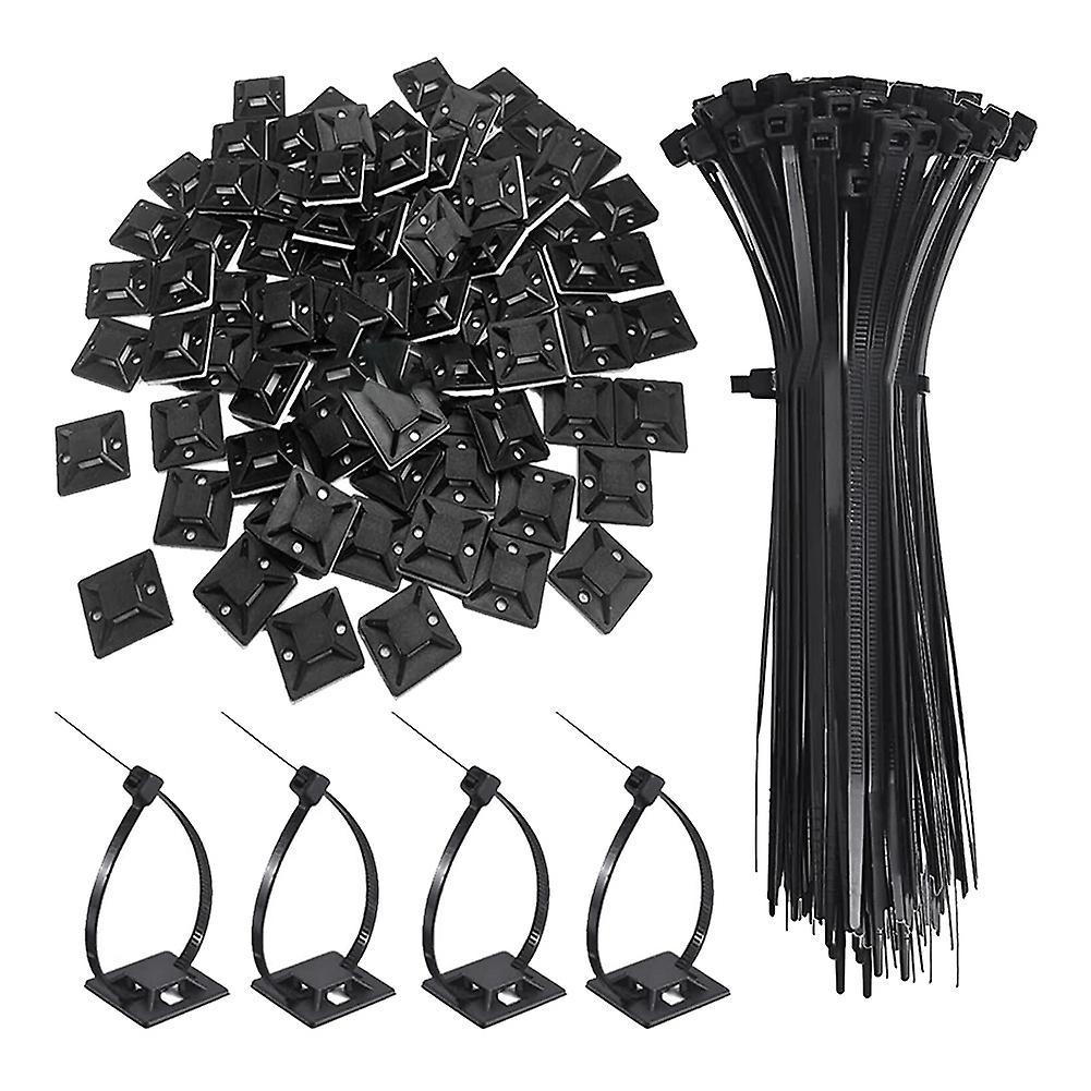 120 Pcs Black 8inch Zip Ties Cable Tie Holder, Cable Tie Holder
