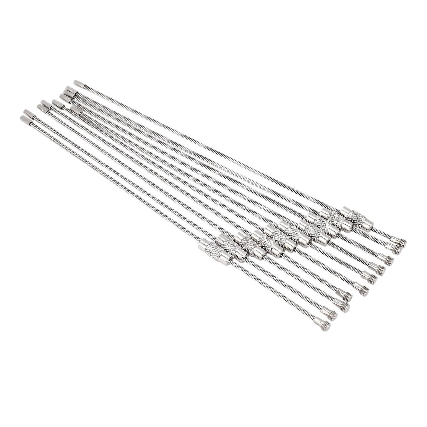 10pcs Stainless Steel Screw Locking Wire Keychain Cable Key Rings