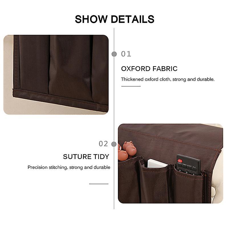 Sofa Armrest Organizer with 4 Pockets&cup Holder for Tv Control-brown
