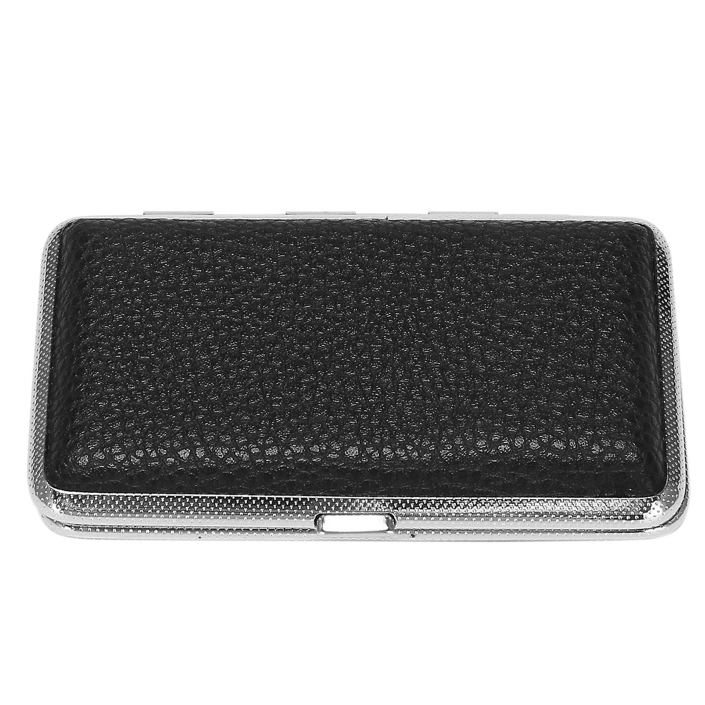 Metal Frame Black Faux Leather Cigarette Storage Case Box