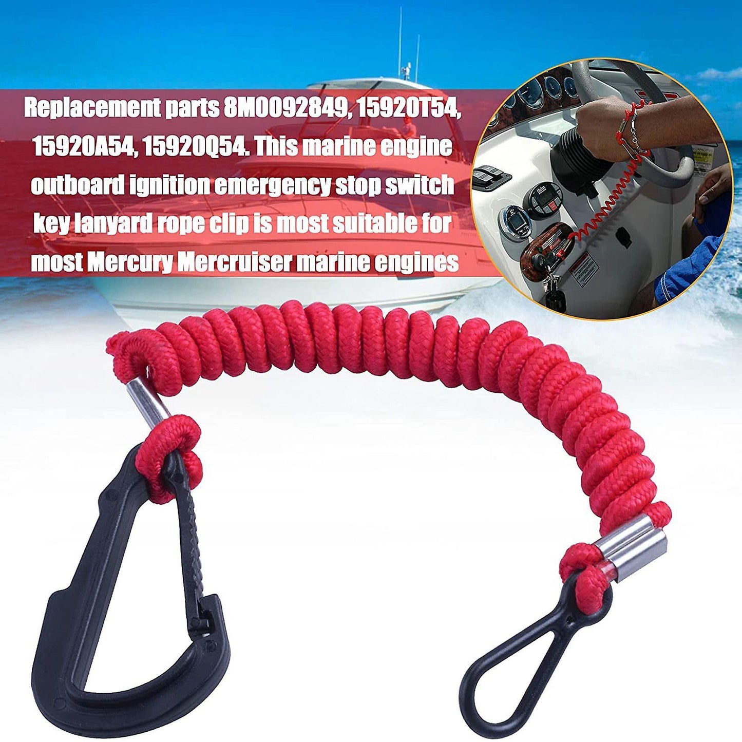 8m0092850 Boat Safety Kill Stop Switch Connector Lanyard Replacement
