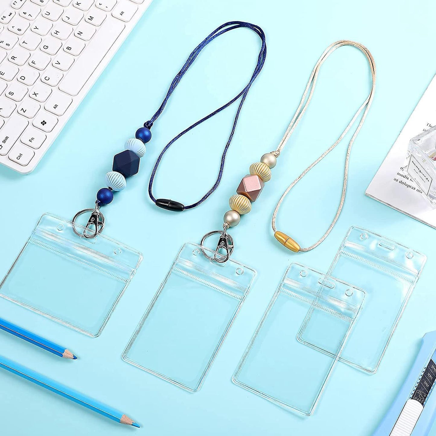 2 Pcs Lanyard for Women Badge Lanyard with 4 Pcs Card Holders