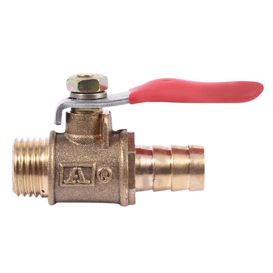10mm X 1/4" Pt Male Thread Lever Handle Hose Barb Brass Ball Valve