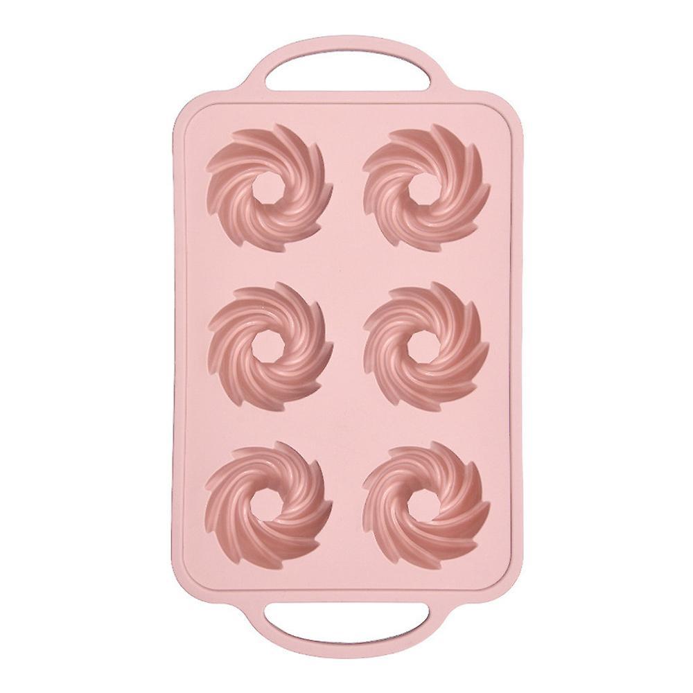 Mini Muffin 6-hole Silicone Round Mold Diy Tool 32.2x18cm(pink)