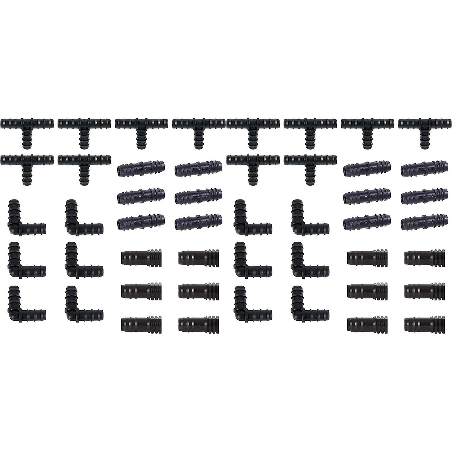 Irrigation Fittings Kit -12 Tees, 12 Couplings, 12 Ends, 12 Elbows