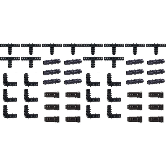 Irrigation Fittings Kit -12 Tees, 12 Couplings, 12 Ends, 12 Elbows
