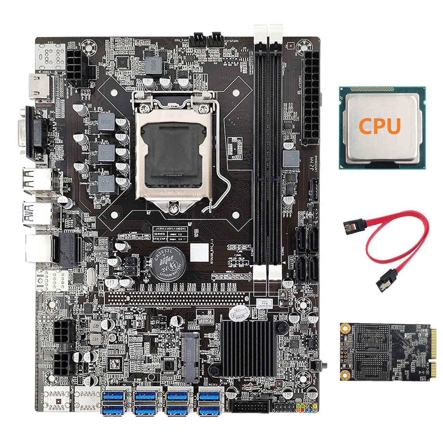 B75 Eth Mining Motherboard+cpu+128g Msata Ssd+sata Cable