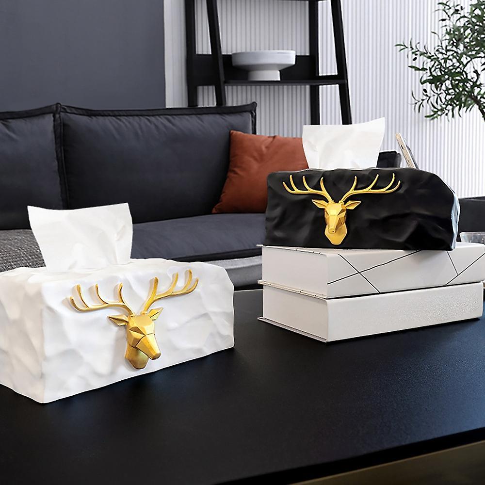 European Resin Golden Deer Head Tissue Box Elk Pen Holder A