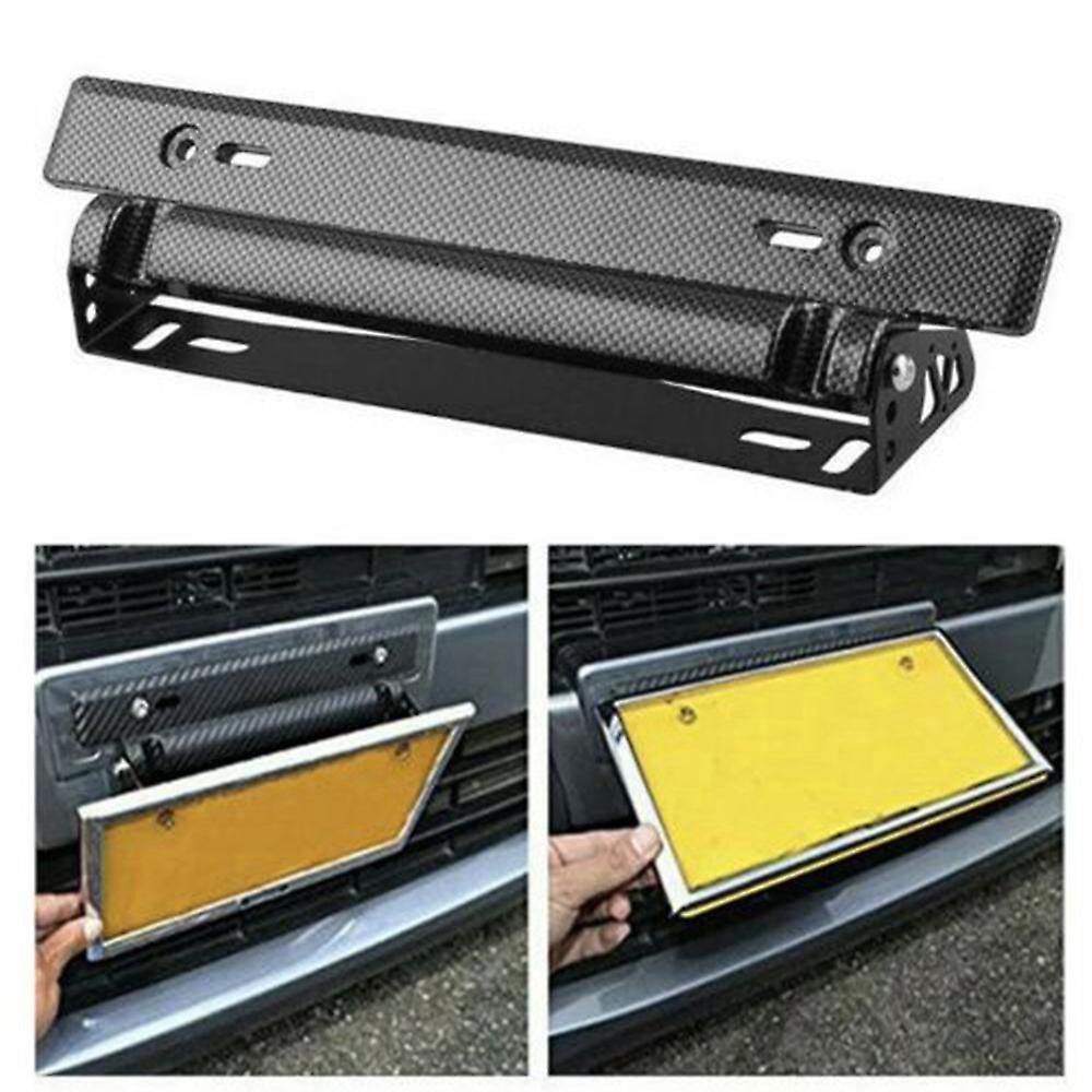 Universal Adjustable License Plate Frame Carbon Fiber Color Bracket