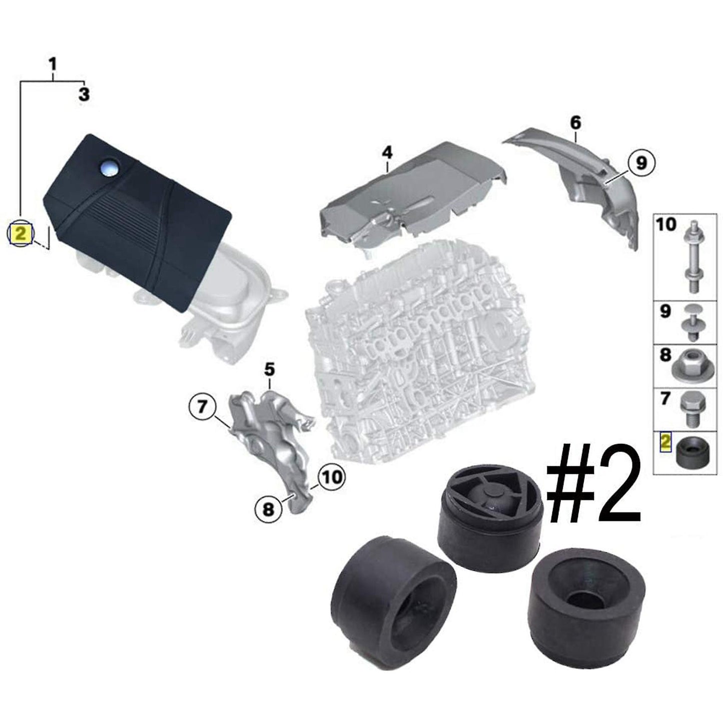 3pcs Engine Mounting Bush for Ford Focus 2004-2011 Under Guard Plate