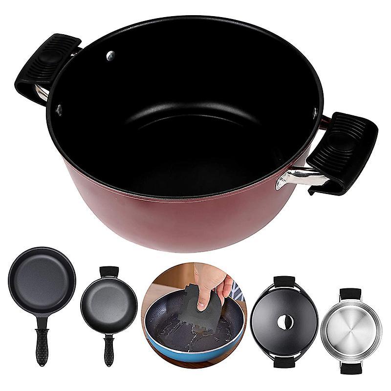 5pcs Silicone Hot Handle Holder Cast Iron Non Slip Pot Heat Resistant