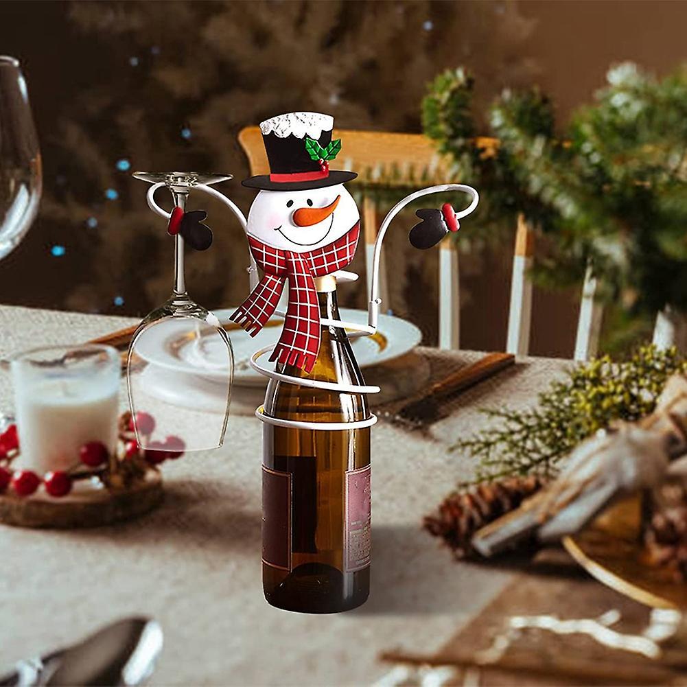 Christmas Wine Bottle & Wine Glass Rack Festival Home Kitchen C