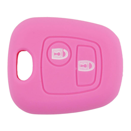 2 Button Silicone Key Case for Peugeot Citroen Saxo Pink