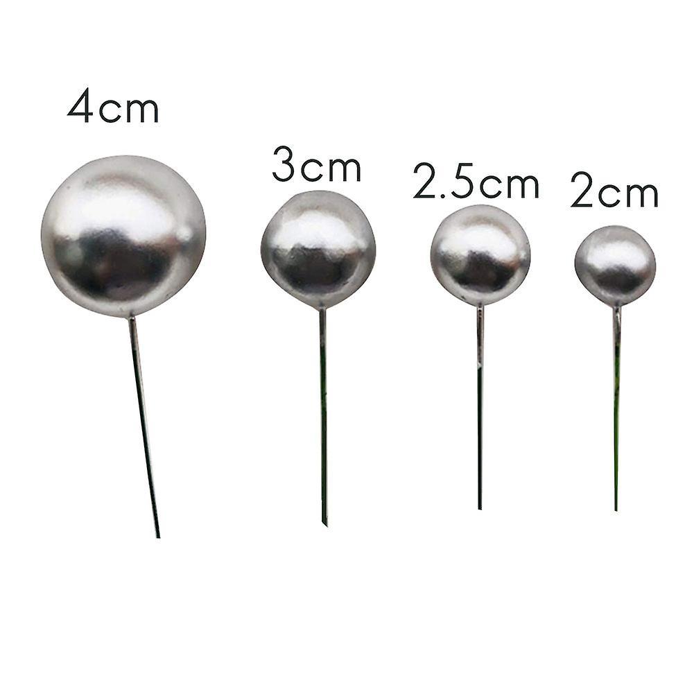 40 Pcs Mini Silver Ball Cupcake Toppers for Birthday Party Decoration