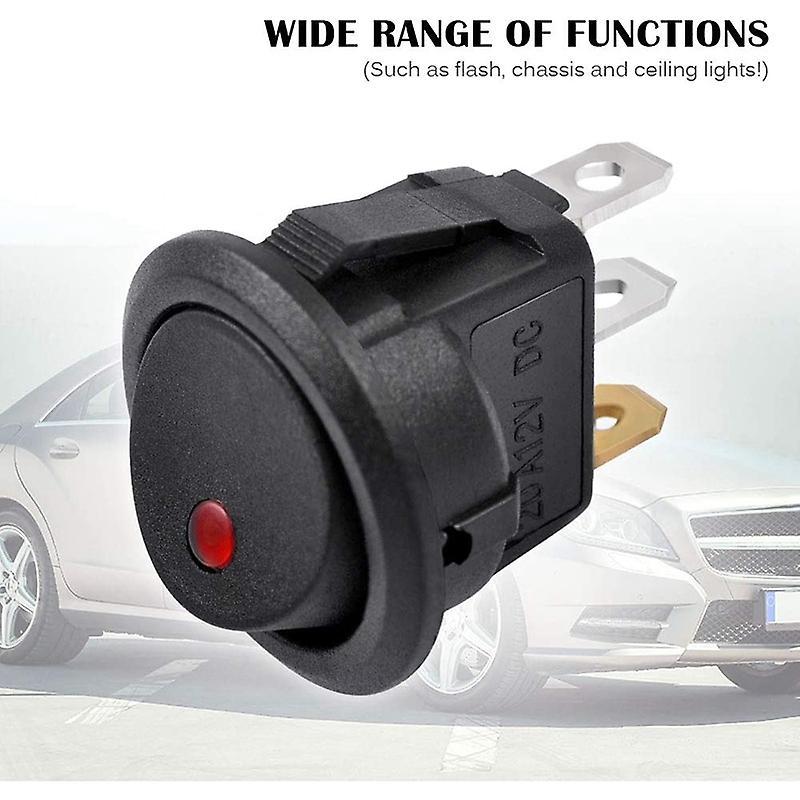 10pcs Spst Round Dot Switch 20a for Car Or Boat with Led ,red Light