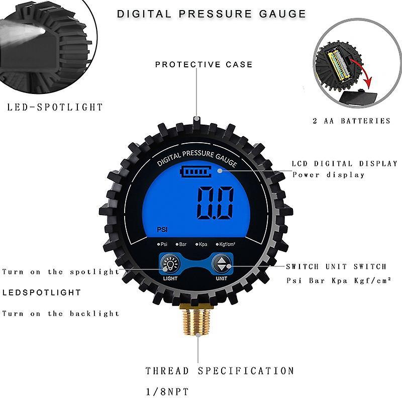 Tire Pressure Gauge Tire Tester Air Pressure Manometer Thread 1/8
