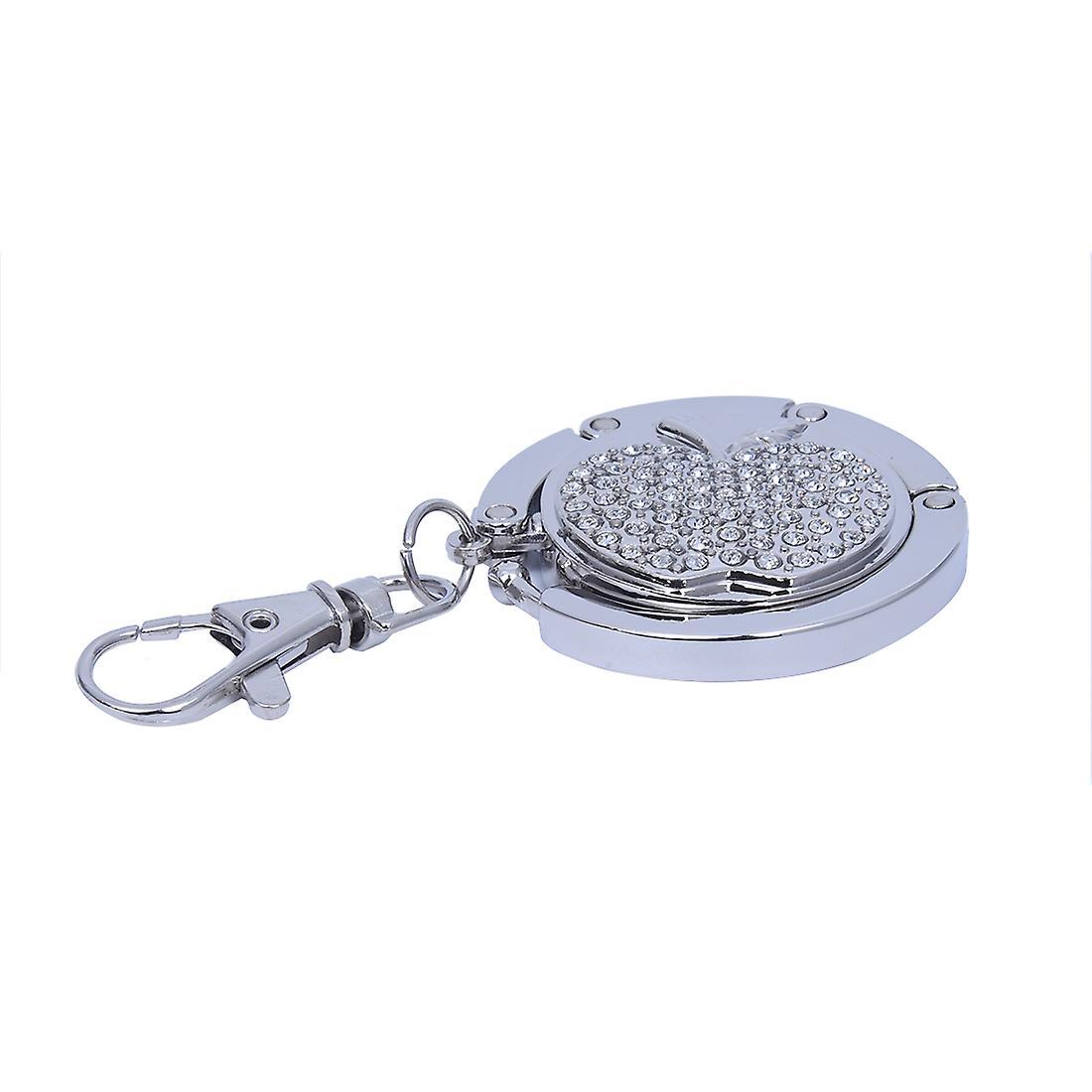 Apple-folding Handbag Purse Metal Rhinestone Hook Hanger Holder Keyring