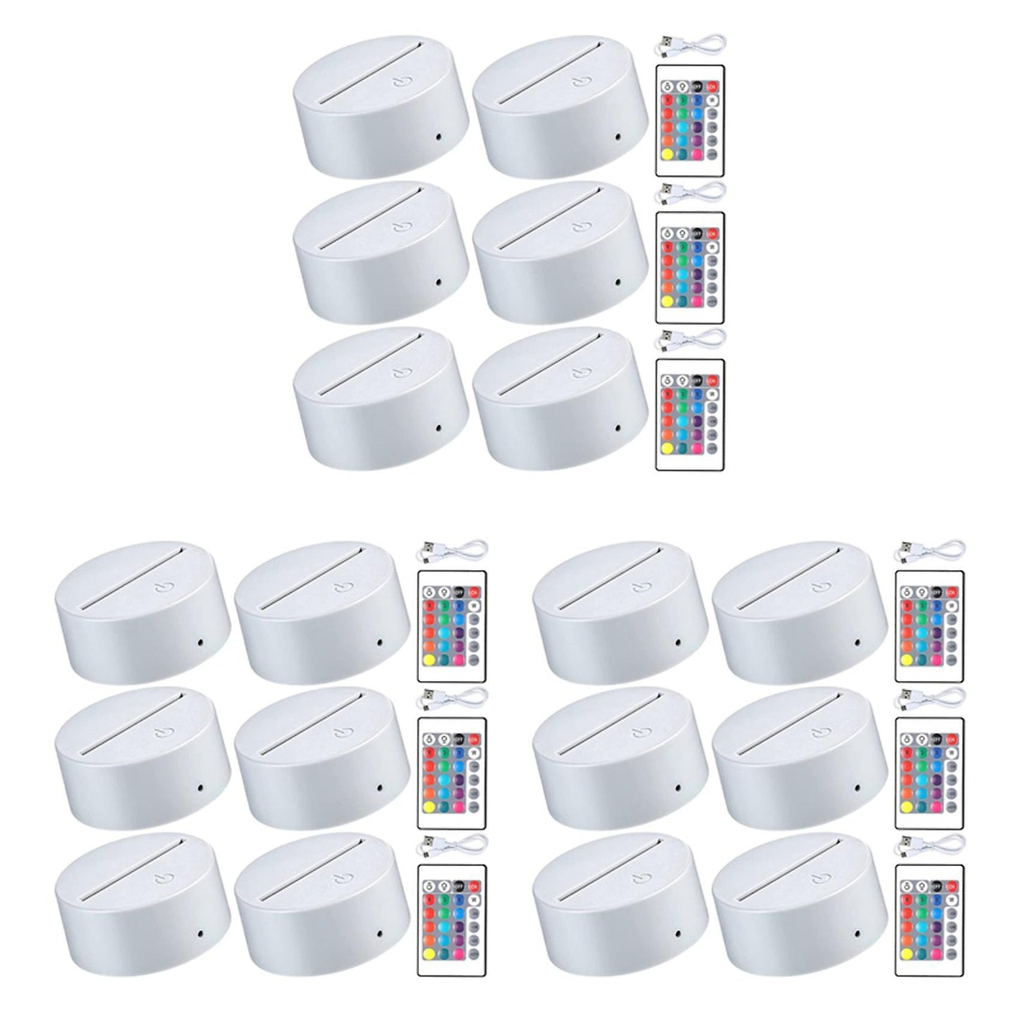 18 Pieces 3d Led Light Base, for Acrylic and Resin Glass (white)