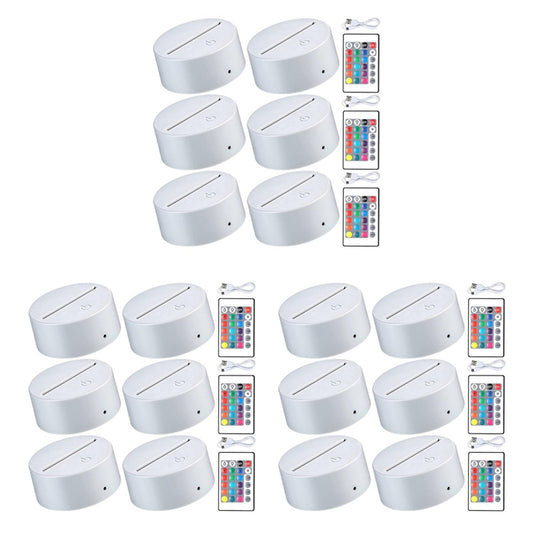 18 Pieces 3d Led Light Base, for Acrylic and Resin Glass (white)