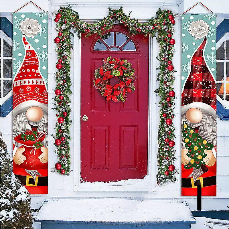 2pcs Christmas Outdoor Banner Hanging Sign Home Decoration Ornaments