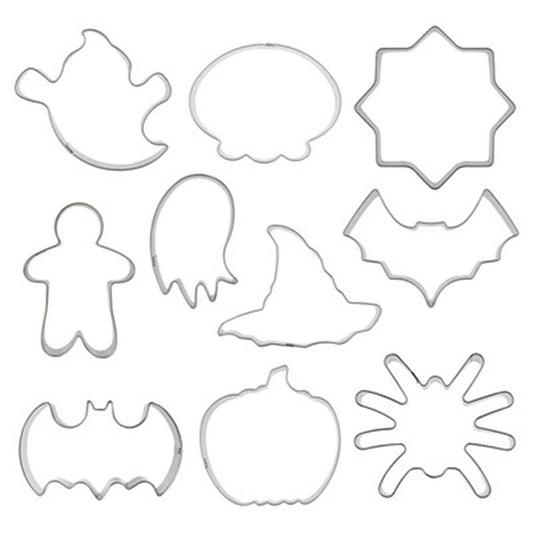 10pc Halloween Bat Pumpkin Ghost Stainless Steel Cookies Cutter Cake