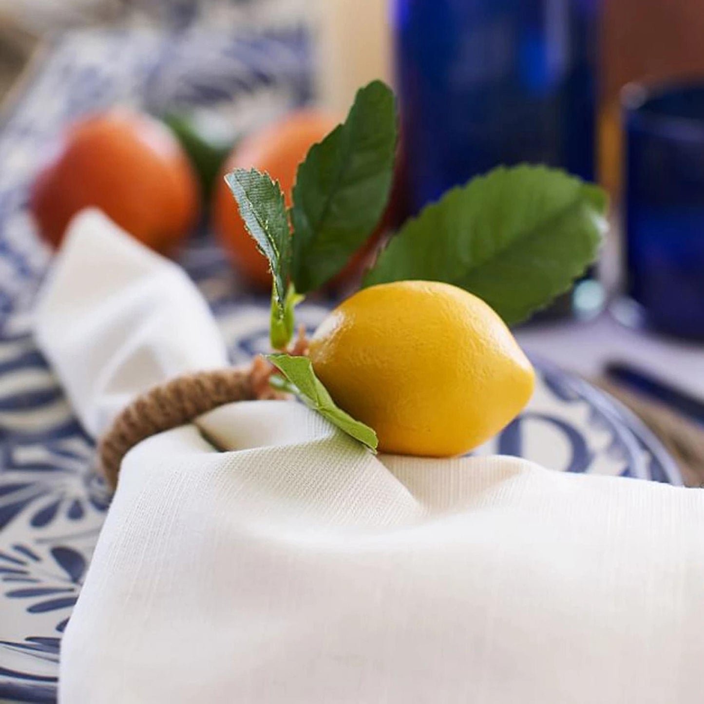 6pcs Simulation Lemon Plant Napkin Ring Fruit Meal Buckle Napkin Ring