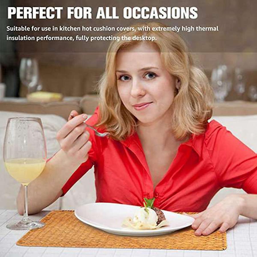 2 Pcs Straw Woven Placemat,hand-woven Rectangular Placemat