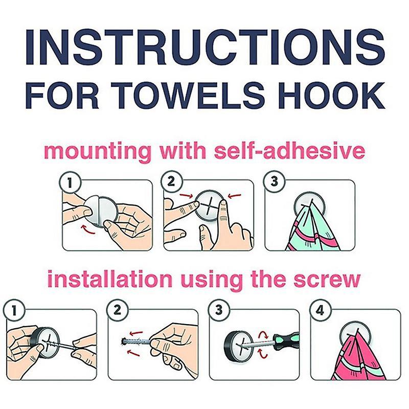 3pc Self-adhesive Towel Hooks Round Wall Mount for Kitchen Home