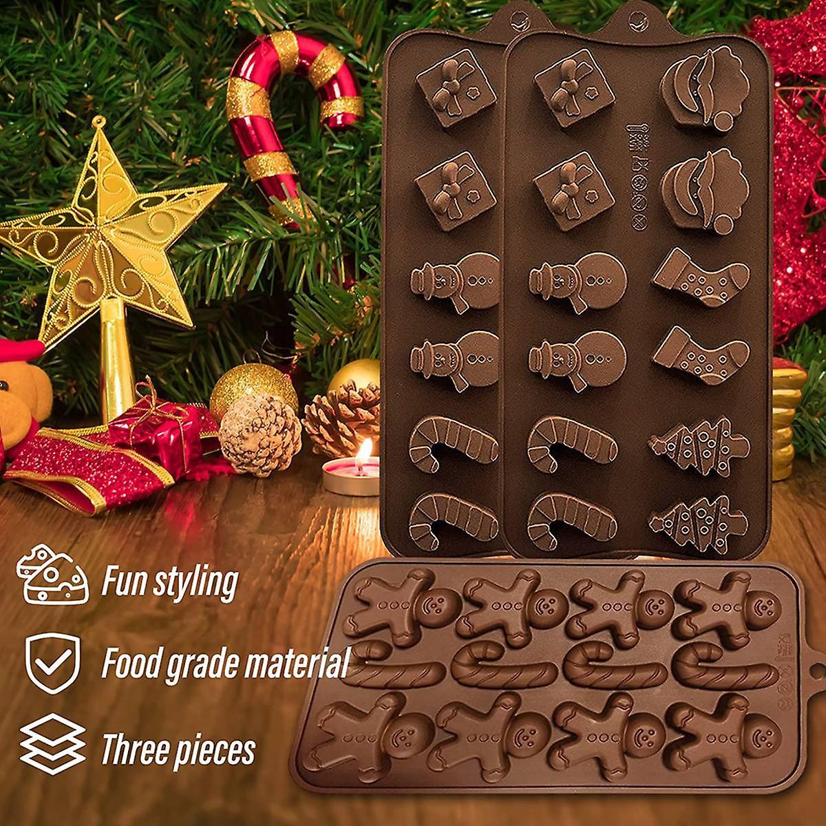 3pcs Christmas Chocolate Mold Christmas Candy Silicone Baking Mold