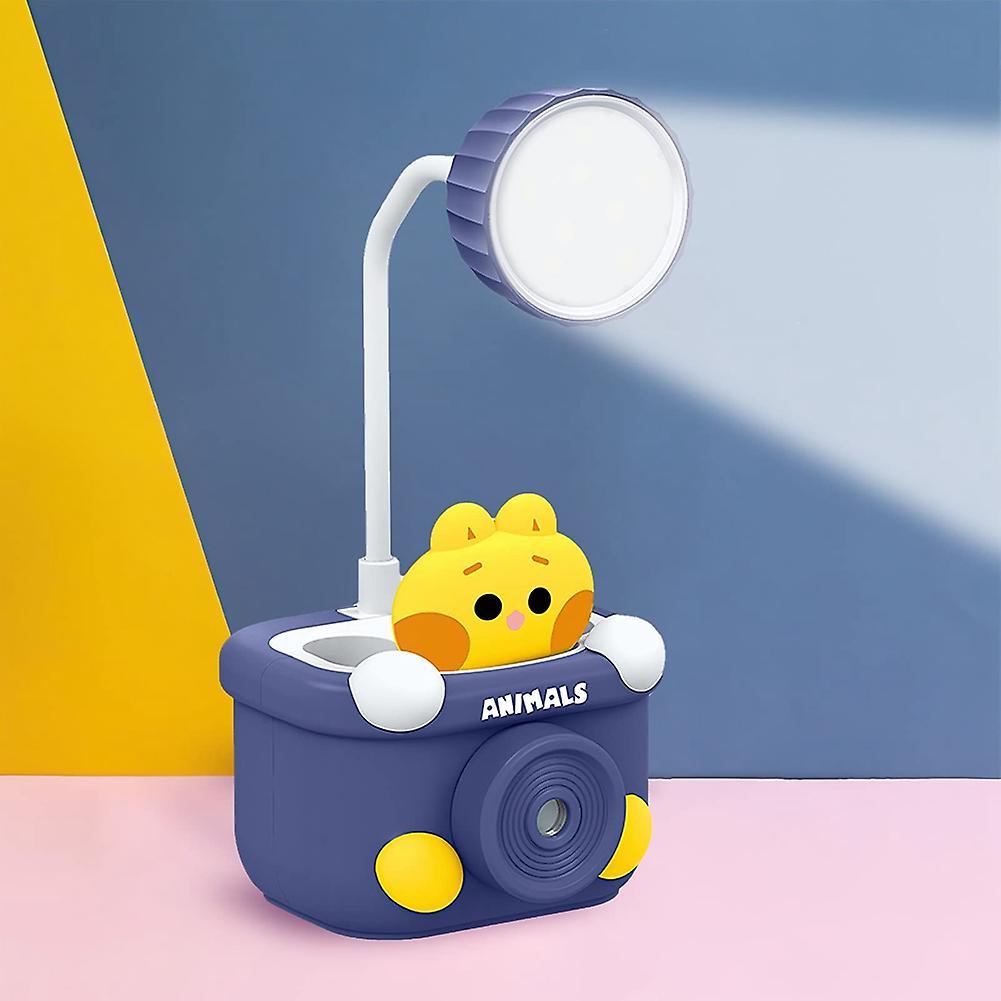 Cute Desk Lamp for Kids, with Pencil Cutting/pen Holder, (blue)